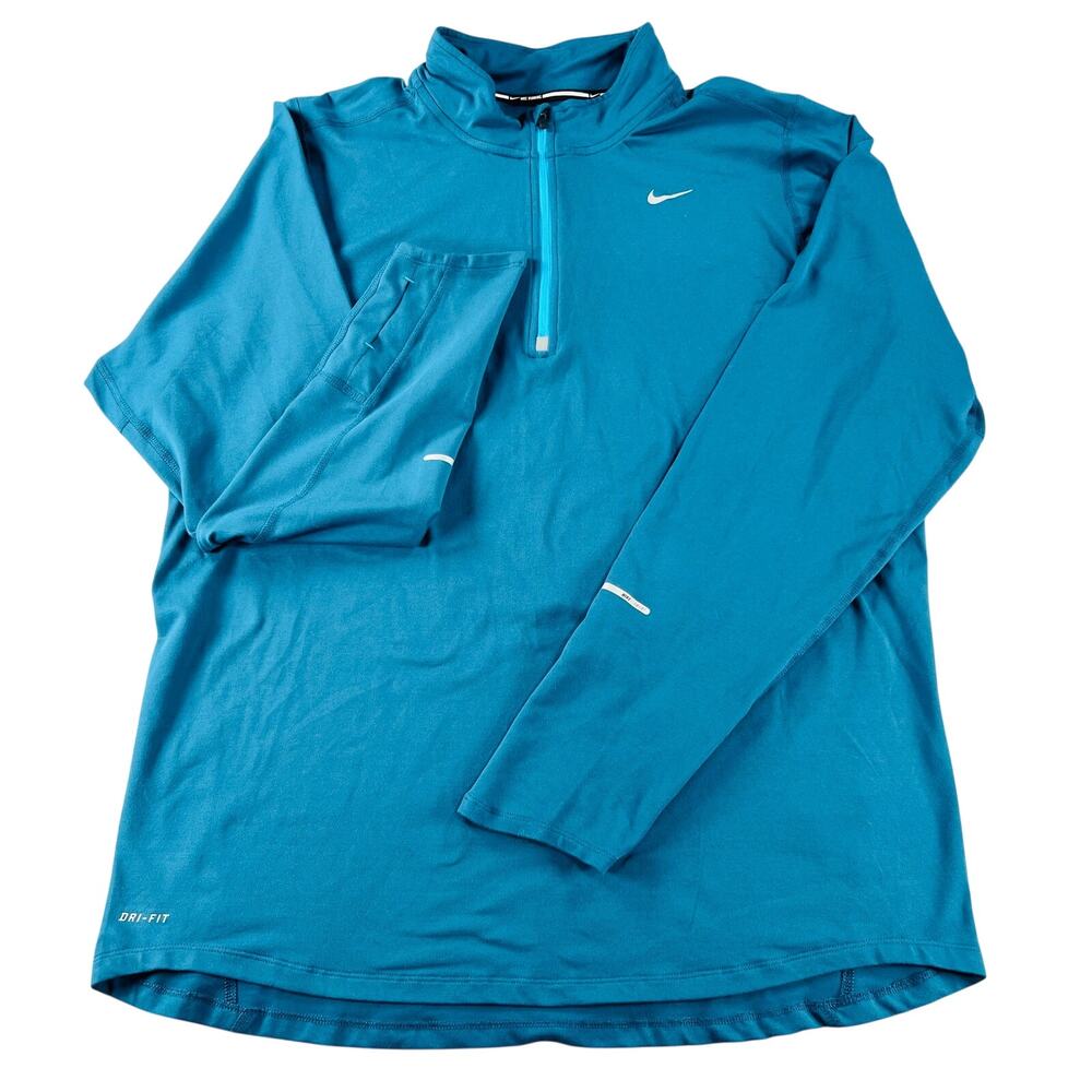Nike Running Dri-FIT Element 1/2 Zip Pullover Teal Blue Mens Large